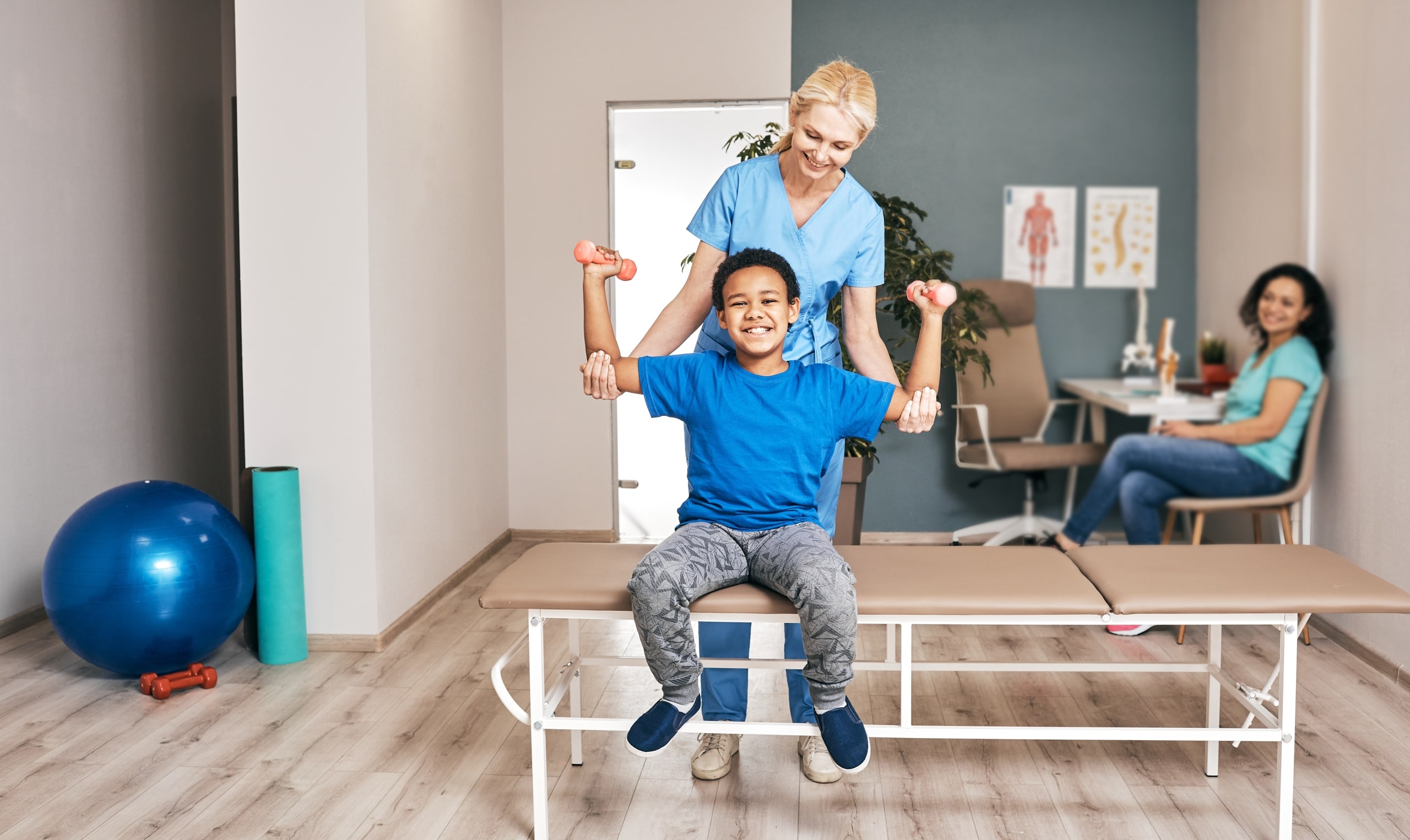 African-American boy trains with a PTA