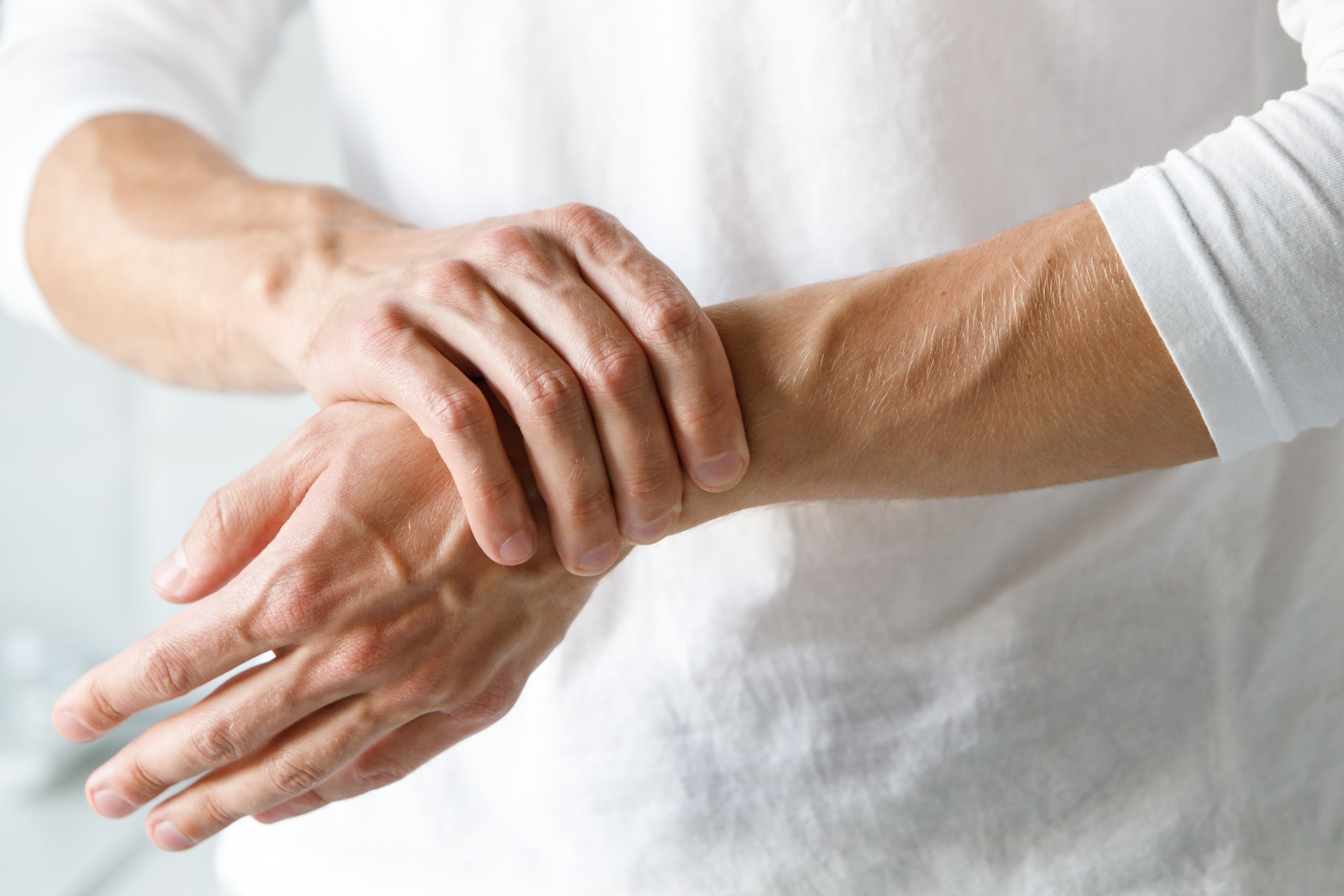 Close up of a man with arthritis